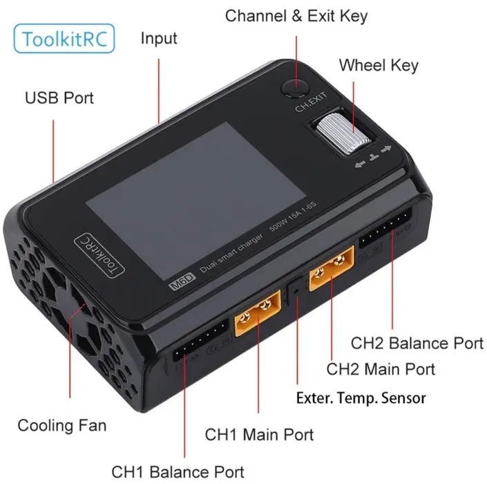Зарядний пристрій ToolkitRC M6D 500W - Зображення 5