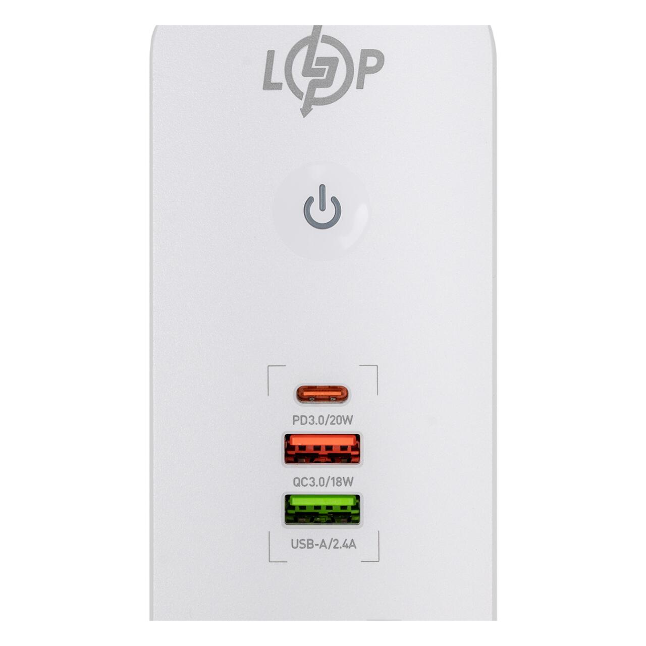 Мережевий фільтр (подовжувач) LP (5x230V-2500W, 1xUSB-38W/PD/QC3.0, 1xType-C 20W, 1xUSB 18W) - Зображення 4