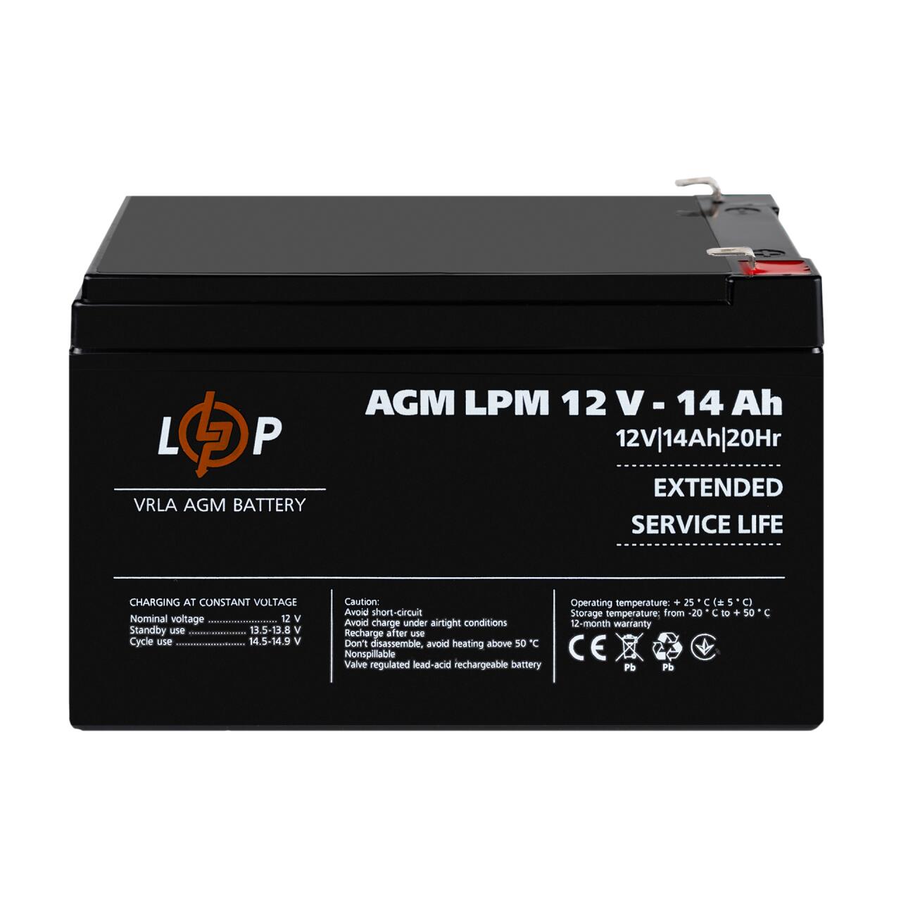 Акумулятор AGM LPM 12V - 14 Ah - Зображення 2