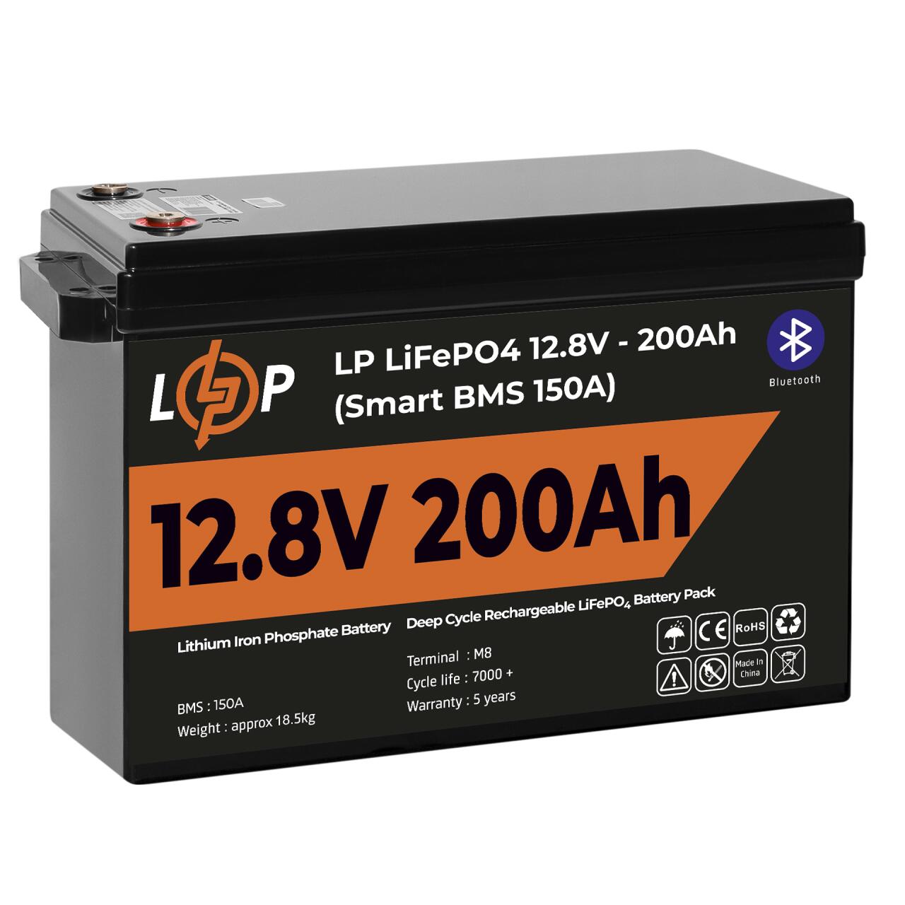 Акумулятор LP LiFePO4 12V (12,8V) - 200 Ah (2560Wh) (Smart BMS 150А) з BT пластик Уцінка - Зображення 4